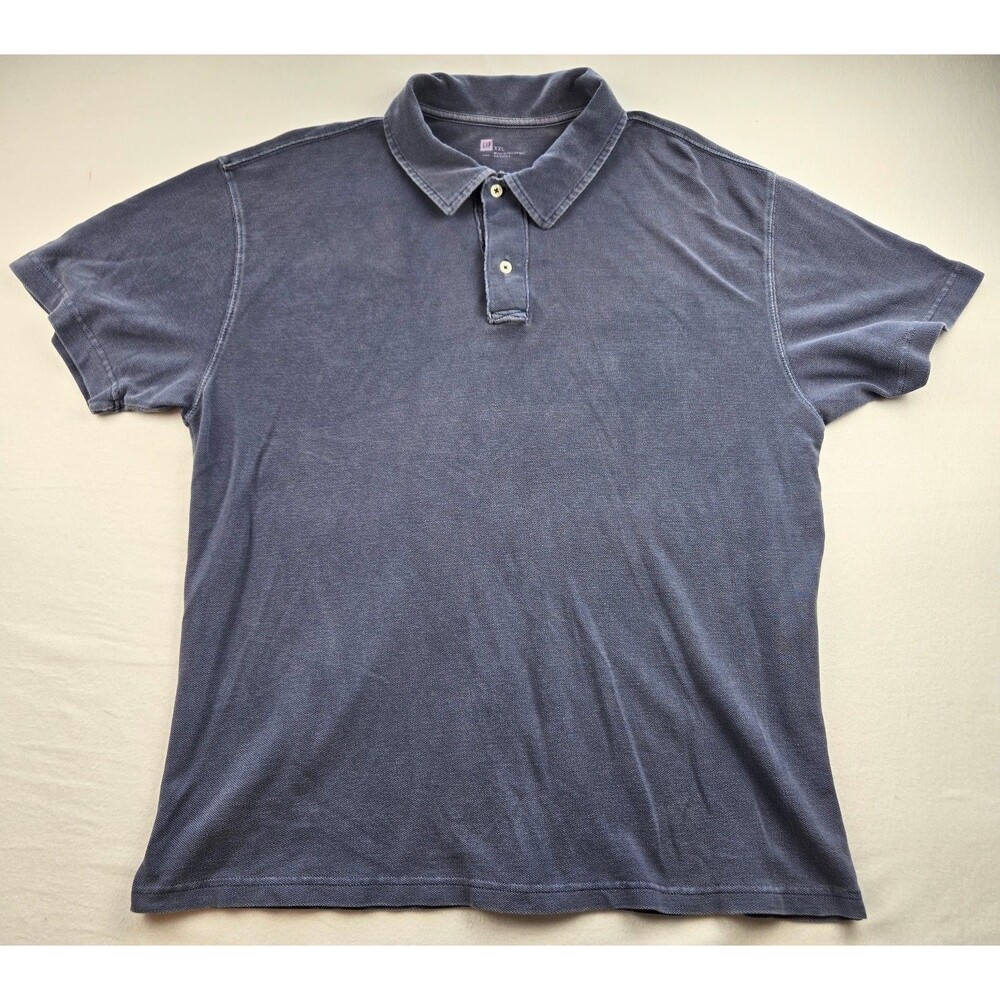 Gap Mens XXL Faded Blue Pique Polo Shirt 100% Cotton Short Sleeve 90s Streetwear